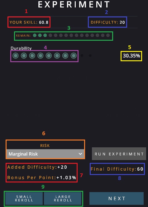 Experimentation Menu