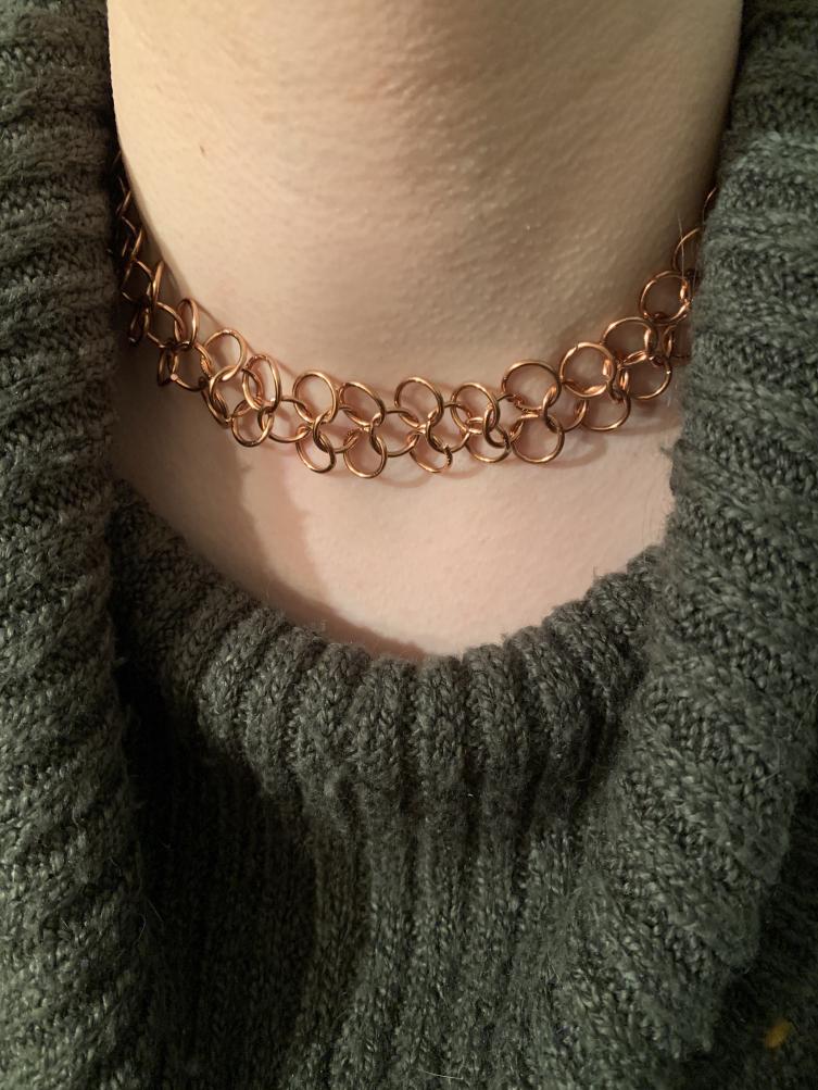 Copper Chain Necklace Being Worn